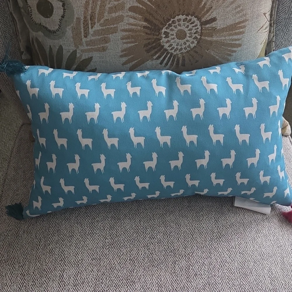 Blue Llama Decorative Pillow